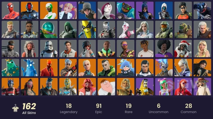 [All Platforms] 162 skins | Master Chief (Matte Black) | Ronin | Spectra Knight | Optimus Prime | Mizuki | Inferno | 200 VB