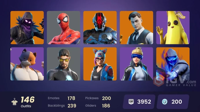 [All Platforms] 146 skins | Neo Versa | Gold Midas | Gold Brutus | Katalina | Rox | The Ice King | Ronin | Blackheart | Fusion | Ruin | 200 VB