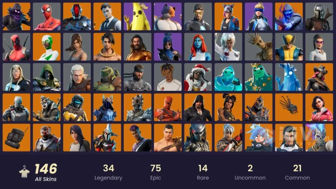 [All Platforms] 146 skins | Neo Versa | Gold Midas | Gold Brutus | Katalina | Rox | The Ice King | Ronin | Blackheart | Fusion | Ruin | 200 VB