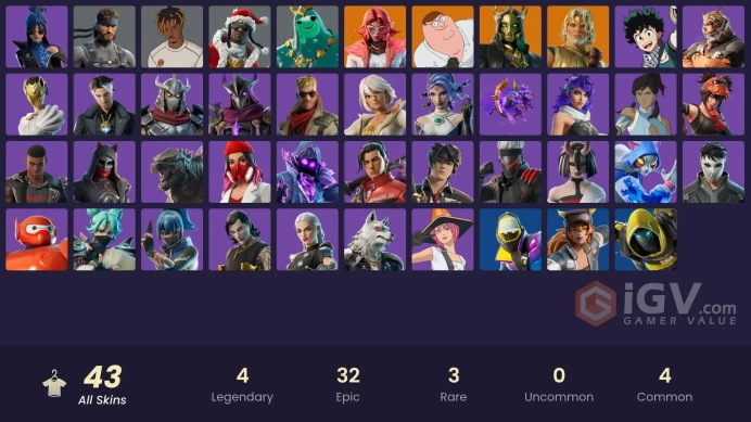 [All Platforms Available] 43 skins | Subzero Cryptic | Lina Scorch | Peter Griffin | Valeria | Zeus | Hades | Poseidon | Solid Snake | 500 VB