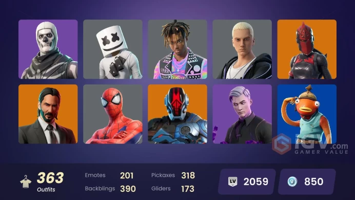 [ALL PLATFORMS]-363 Skin-315 Pickaxes-200 Emotes-173 Gliders-210.900 V-Bucks Spend-Full Access/Life Time Warranty