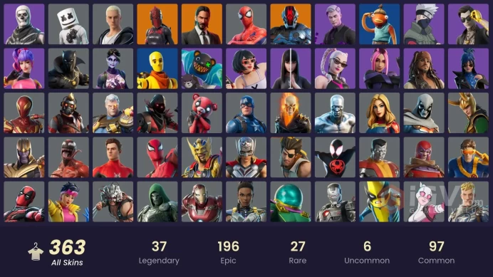 [ALL PLATFORMS]-363 Skin-315 Pickaxes-200 Emotes-173 Gliders-210.900 V-Bucks Spend-Full Access/Life Time Warranty