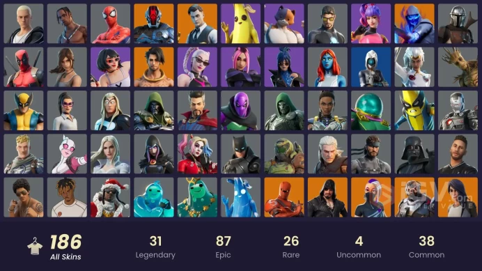 [All Platforms Available] 186 skins | Travis Scott | Gold Meowscles | Gold Midas | Gold Brutus | Championship Aura | Mizuki | Valeria | 700 VB