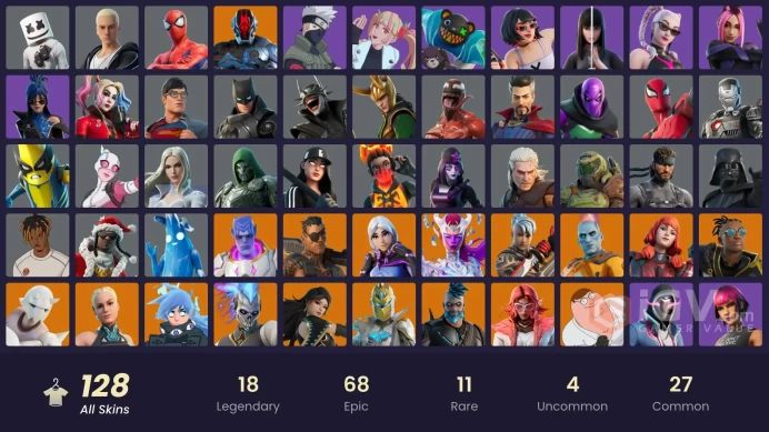 [All Platforms Available] 129 skins | Dark Skully | Katalina | The Champion | FNCS 3:1 Champion | Ronin | The Imagined | Spectra Knight | 800 VB