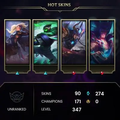 EUW full access with 90 great skins