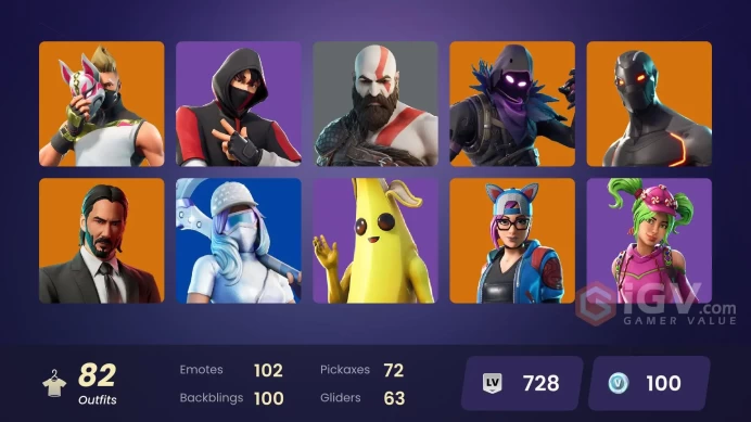 FA - [PSN/XBOX/SWITCH/PC] 83 skins | IKONIK | Kratos | Spike | Rox | Enforcer | Wild Card | Hybrid | Carbide | Catalyst | Omega | John Wick