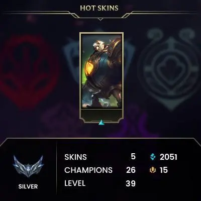 S15 Silver IV (0 LP) / BE: 2051 / RP: 15 / CHAMPS: 26 / Omega Squad Teemo, Super Galaxy Annie, Little Demon Tristana, Astronaut Teemo,