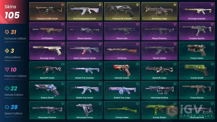 EU 104000 VP Spend || Champions 2024 PHANTOM || Champions 2024 BLADE  KURONAMI|| Vandal || 101 Skins || 127 Buddies 