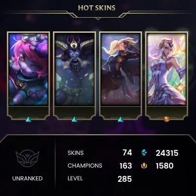 EUW Unranked LOL Account 163 champions 73 skinss-A1