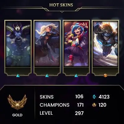 NA Silver 2 LOL Account 145 champions 96 skinss-A4