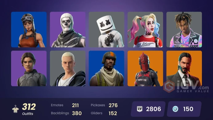 [ALL PLATFORMS]-312 Skin-322 Pickaxes-211 Emotes-152 Gliders-240K V-Bucks SPEND-Psycho Bandit OG-Aerial Assault Trooper-Chani-Renegade Raider