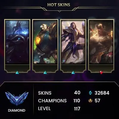 [S15 - SPLITE3] EUW / DIAMOND IV(DIAMOND I PEAK) / 32KBE /  40 SKİN / LIFE TIME WARRANTY / CHANGEABLE MAİL