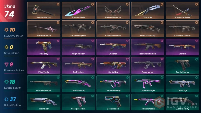 EU / 74 skins /6 KNIFES / Oni  BUNDLE  / Primordium   BUNDLEMam333