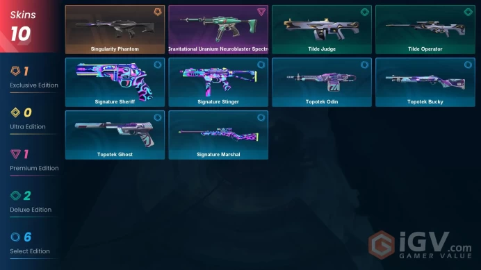 EU / 10 skins / Singularity Phantom / Gravitational Uranium Neuroblaster SpectreMam351