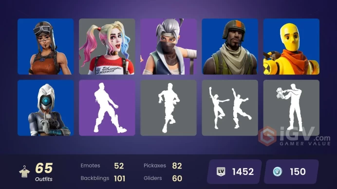 [ALL PLATFORMS]-65 Skins-30K V-B-Renegade Raider-Aerial Assault Trooper- Spend-Harley Quinn-Yee-Haw!-Kuno-FULL ACCESS-