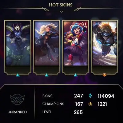 EMAIL CHANGEABLE - EUW - 167 CHAMPIONS - 249 SKINS - 114094 BE - HAND LEVELED - INACTIVE - SAFE 100% - WARRANTY - ULTRA RARE SKINS
