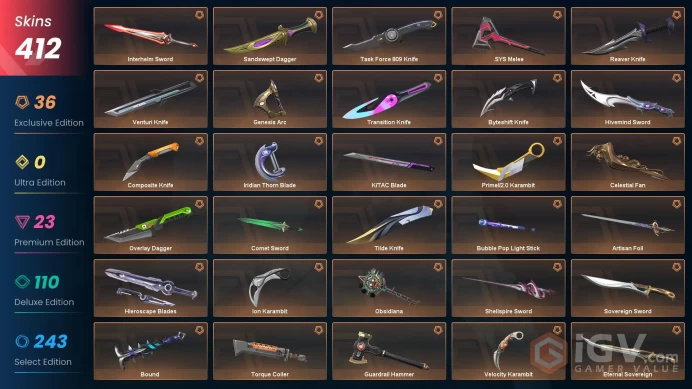 [ASIA] 412 Skins | 33 Knife | Full Acces | Recon Balisong / Ion Karambit/  Prime 2.0 Karambit / Spectrum Phantom / Glitchpop Vandal |
