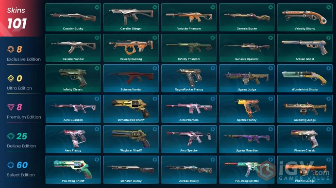 [ASIA] 101 Skins | 6 Knife | Full Acces | Reaver Knife / Velocity Karambit / Sentinels of Light Vandal / Reaver Operator / Oni Phantom |