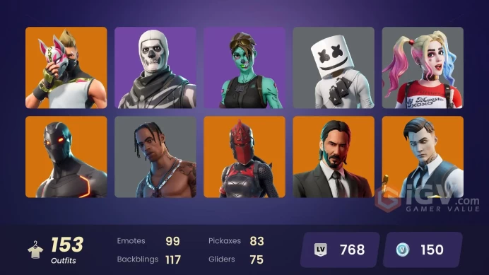 ALL PLATFORMS | 153 skins | OG STW | Travis Scott OG | Astro Jack | Fishstick (World Cup) | Gold Brutus |105K VB SPEND| Prodigy FULL ACCESS
