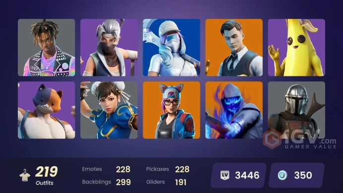 [ALL PLATFORMS]-219 Skin-244 Pickaxes-228 Emotes-191 Glider-Cole-OG STW-Ryu-Juice WRLD-Lara Croft-FULL ACCESS-