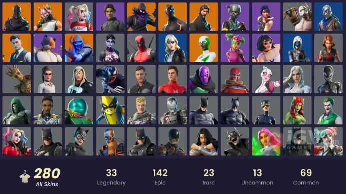 279 skins . black knight (you can linked all platforms| | Deluxe Edition Owned)2252