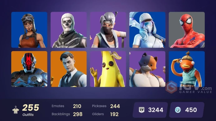 [ALL PLATFORMS]-255 Skin-260 Pickaxes -210 Emotes-192 Gliders-130K V-Bucks Spend-Renegade Raider-Fishstick-Midas-FNCS Renegade-Lara Croft-