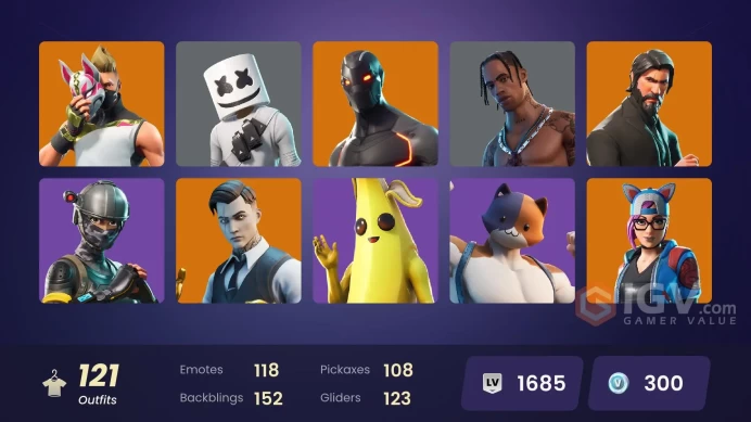 [ALL PLATFORMS] -119 Skin-Travis Scott-The Reaper-Elite Agent-Omega (stage 5)-Astro Jack-OG STW-Drift-Marshmello-Take The L-FULL ACCESS-