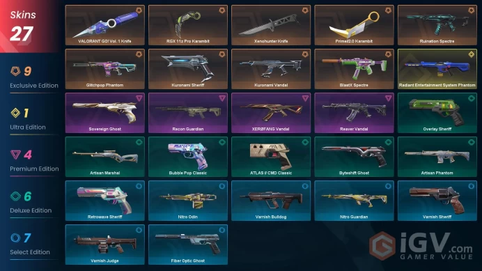 EU [ 27 TOP SKINS + 4 KNIFE ] Prime//2.0 Karambit + Xenohunter Knife + Radiant System Phantom + Kuronami Vandal + Glitchpop Phantom / full acces