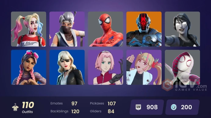 PC/PSN/XBOX 110 skins Hinata Hyuga / Sasuke / Sakura Haruno / Gaara / Wonder Woman / Ariana Grande / Scarlet Witchmssh1178