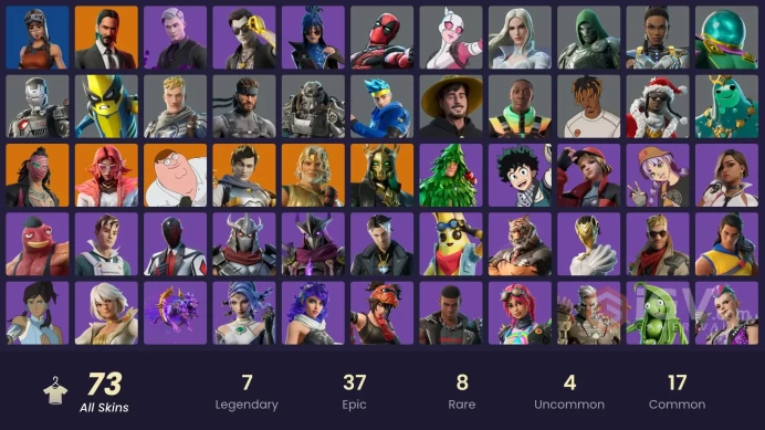 ALL PLATFORMS 73 skins | Renegade Raider | John Wick | Kado Thorne | Peter Griffin | Hades | Valeria | Zeus | Ascendant Midas | Poseidon |