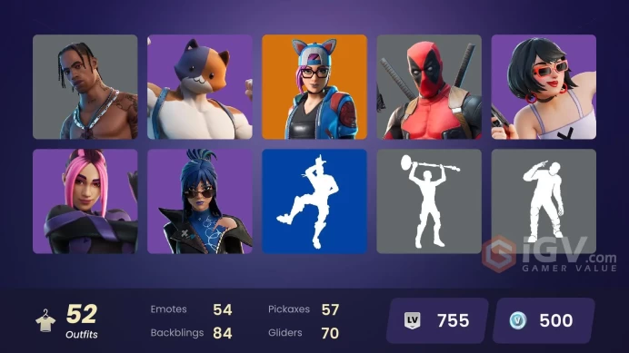 FA - [PSN/XBOX/SWITCH/PC] 52 skins | Travis Scott | Take The L | Gear Specialist Maya | Omegarok | Spectra Knight