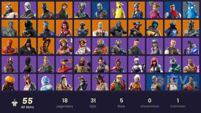 [ALL PLATFORMS]-55 Skin-The Reaper-Blue Squire-Elite Agent-Royale Knight-Love Ranger-Omega-Skull Trooper-Jumpshot-Take The L-Mako-FULL ACCESS-