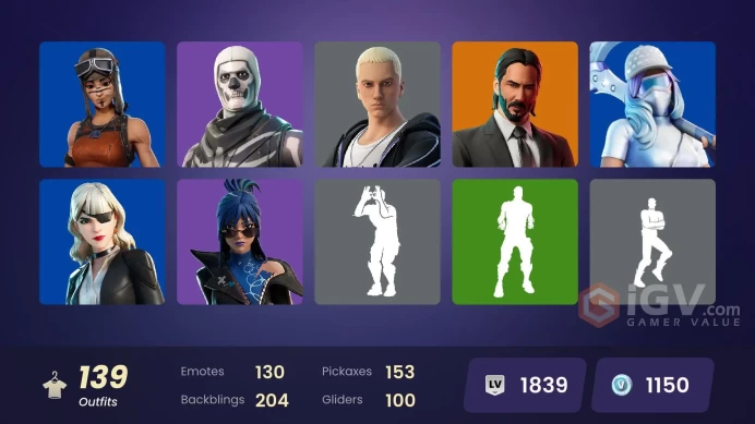 [ALL PLATFORMS]-138 Skin-180 Pickaxes-129 Emotes-100 Gliders-Black Widow OG-Renegade Raider-John Wick-Galaxy Scout-Launch Day Lewis Hamilton- 