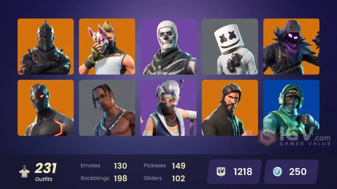 230 skins | Black Knight | Travis Scott | The Reaper | Elite Agent | Take The L | Floss | Fresh | Tidy | Blue Squire | Royale Knight | Reaper