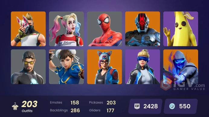 [ALL PLATFORMS]-203 Skin-Neo Versa-Harley Quinn-Chun-Li-Lace-Bachii-Serenade-FULL ACCESS-