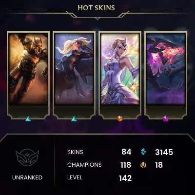 [LoL] 142 lvl / 118 champions / 82 champions skins [SEA]