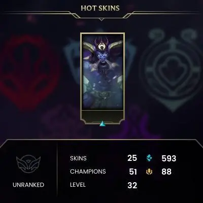 EUW / UNRANKED / 51 Champ / 25 Good Skins / 593 BE / HONOR 3 / S3 ACC / 32 LVL / FULL ACCES / HANDMADE / CHEAP