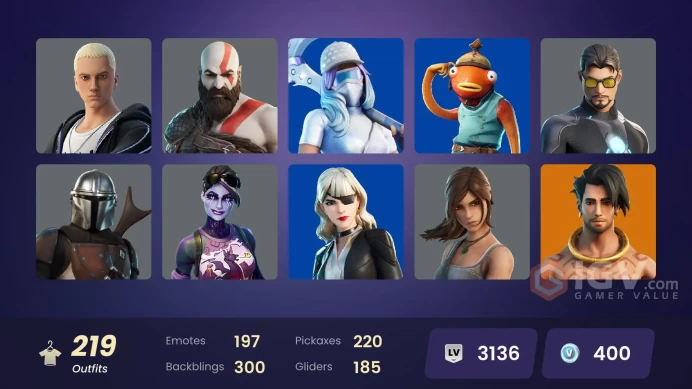[ALL PLATFORMS]-219 Skin-254 Pickaxes-197 Emotes-184 Gliders-Kratos-Leviathan Axe-Eco-Fishstick-FULLL ACCESS-
