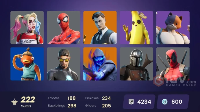 [ALL PLATFORMS]222 Skin-254 Pickaxes|Leviathan Axe| Gold Brutus | Gold Midas | WORLD CUP | Major Glory | Harley Quinn | Trilogy | Grind | 