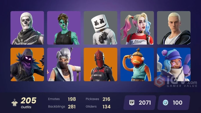 [ALL PLATFORMS]-205 Skin-260 Pickaxes-200 Emote-Trinity Trooper-Marshmello-Michelangelo-Ascendant Midas-Catwoman-Harley Quinn-Fishstick-