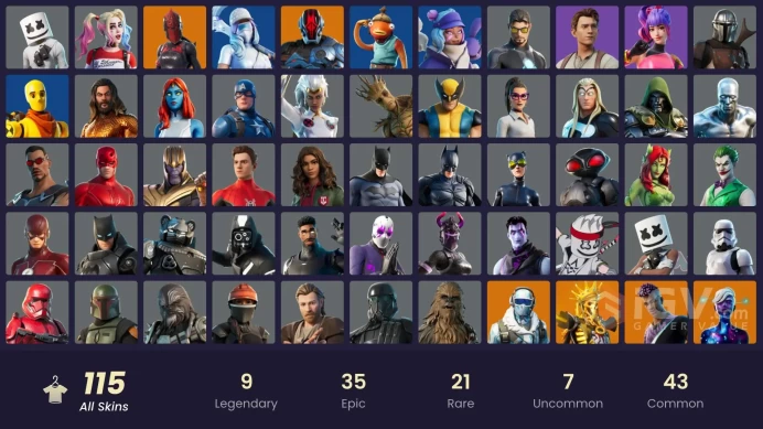 [ALL PLATFORMS]-115 Skins- 142.000 V-B SPEND TOTAL - FNCS 3:1 Champion -Star Wars Skins-Marvels-Catwoman Comic Book Outfit-FULL ACCESS-