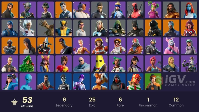 [PC/PSN/XBOX] 53 skins · 9 paid ≈ 12,700 V-Bucks | The Reaper Elite Agent Neo Versa Rogue Agent Cloud Striker Trailblazer