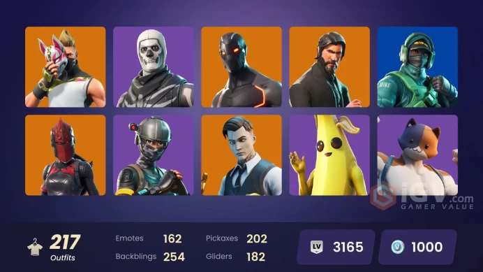 [ALL PLATFORMS]-217 Skin-210 Pickaxes-162 Emotes-182 Gliders-Reflex-The Reaper-Elite Agent-Leviathan Axe-Take The L-Power Chord-Omega-Lyric-