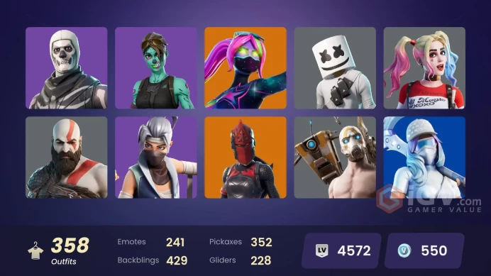 FA - [PSN/Nintendo/PC] 358 skins | OG STW | Gold Meowscles | Gold Brutus | Gold Kratos | Master Chief (Matte Black) | Gold Midas | Cloud Striker