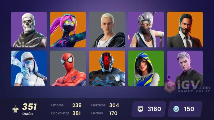 [ALL PLATFORMS]-351 Skin-311 Pickaxes-239 Emotes-170 Gliders-Huntmaster Saber-John Wick-Son Goku-Thanos-Plague-Midsummer Midas-FNCS 3:1 Champion
