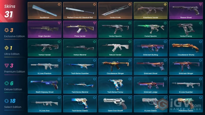 EU 31 skin / Elderflame Vandal / Radiant Crisis 001 Baseball Bat / Equilibrium / Prime VandalZka1341