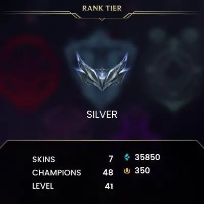  【 EUNE 】 ⸱ Silver IV  | Hand - ( leveled + Boosted  ) | Unverified  | 35850 BE  | 350 RP  | opened-Loot  |Check Description 