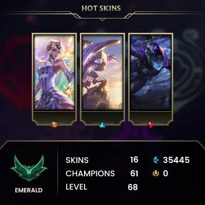 [EUW] Season 15 | Emerald 3 %52 WR (MID) | 16 Skins | 35.4K BE | Honor 4 | 61 Champs | CHANGEABLE E-MAIL Wins: 72 Losses: 69