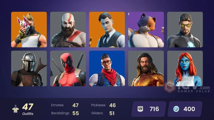[XBOX/PC/PSN/NINTENDO]47 Skins - Kratos - Prodigy - Point Patroller - Trilogy - Tart Tycoon - Blue Striker - Carbon Commando MM87