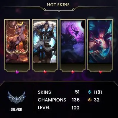 EUW / S15 SILVER III / 4 PRESTIGE SKINS / 136 CHAMPS / 51 SKINS / 116W/150L / 40%+WR /  CHANGEABLE EMAIL / 5 MIN. 24/7 DELIVERY #L1/93525EK29